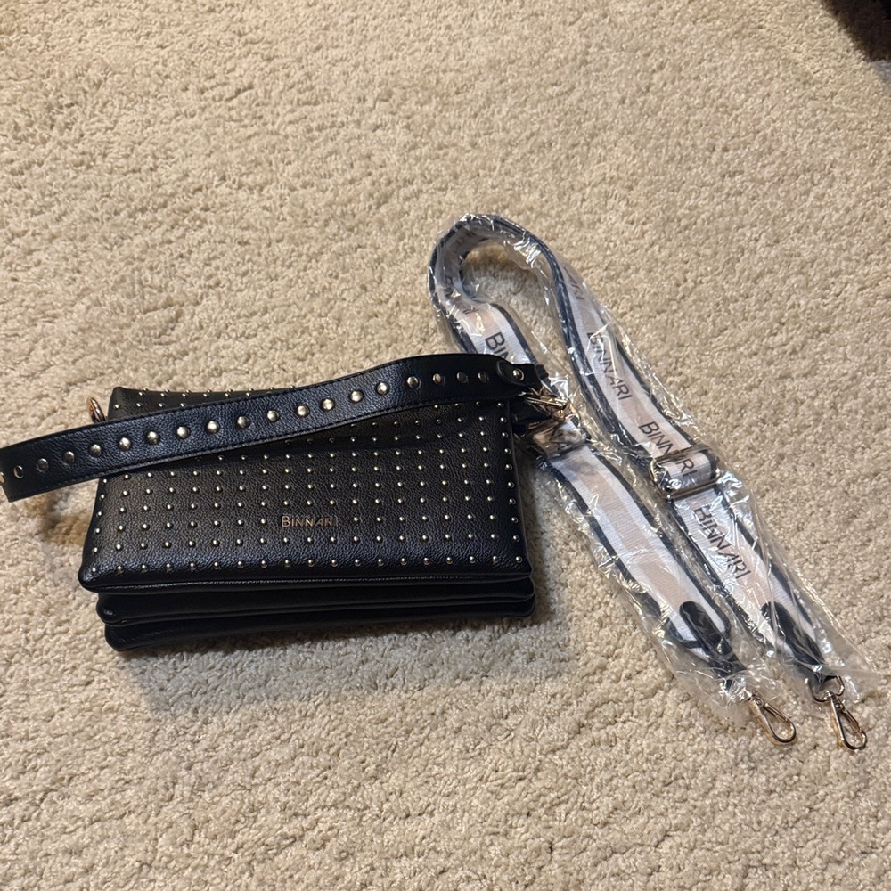 BINNARI Black Studded Crossbody Bag